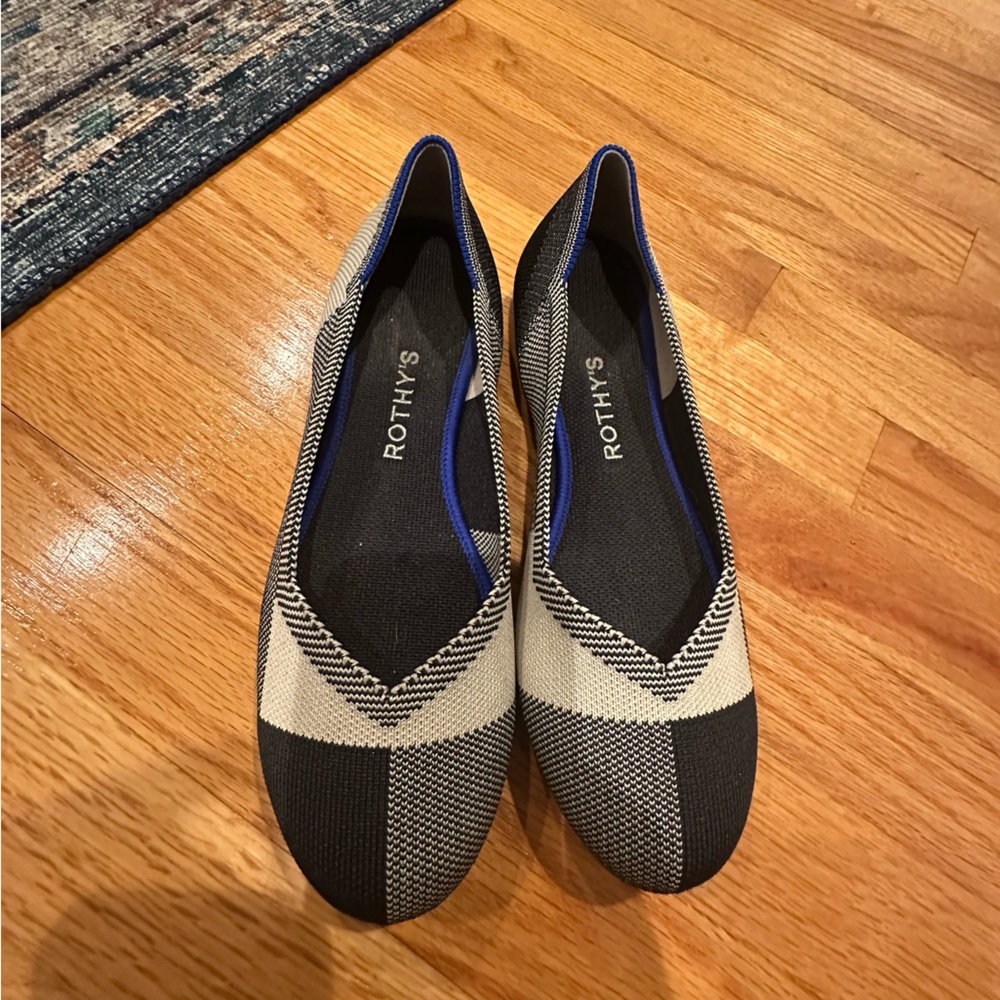 Rothy's Black and Cream Flats
